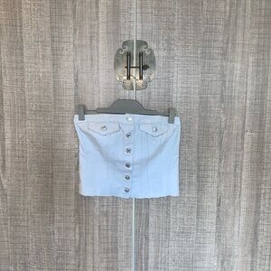 Zara Shimmered‎ Strapless Denim Corset